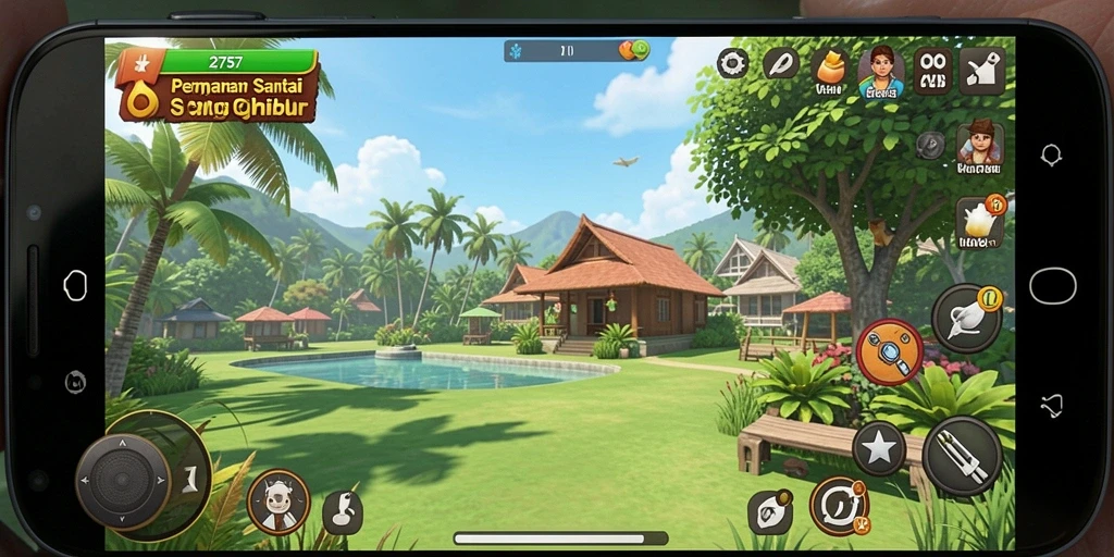 Tampilan gameplay dari 2757 yang penuh warna dan menarik.