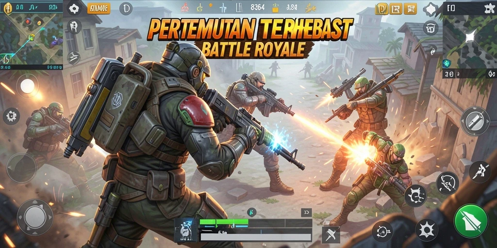 Gameplay seru dalam pertempuran Battle Royale yang mendebarkan.