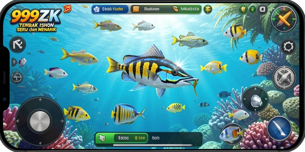 Gameplay seru Tembak Ikan di 999ZK dengan berbagai ikan yang menantang.