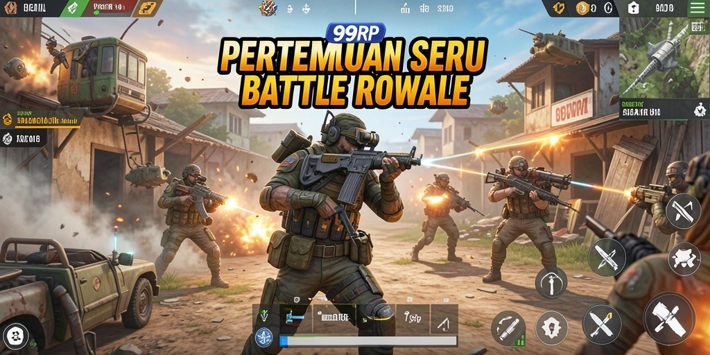 Menampilkan laga seru di game Battle Royale 99RP.