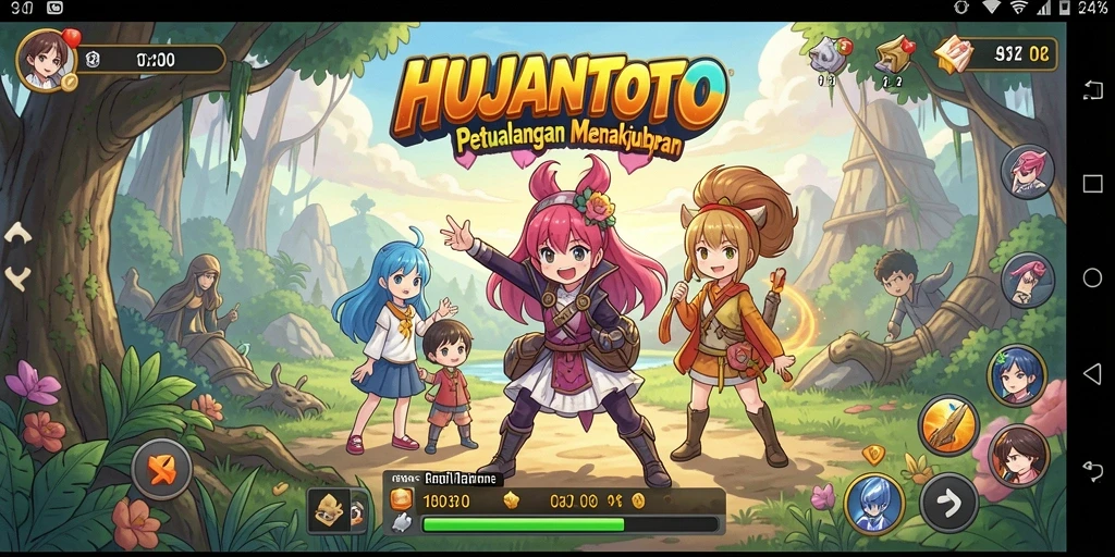 Screenshot HUJANTOTO menampilkan karakter anime dalam aksi yang memukau.