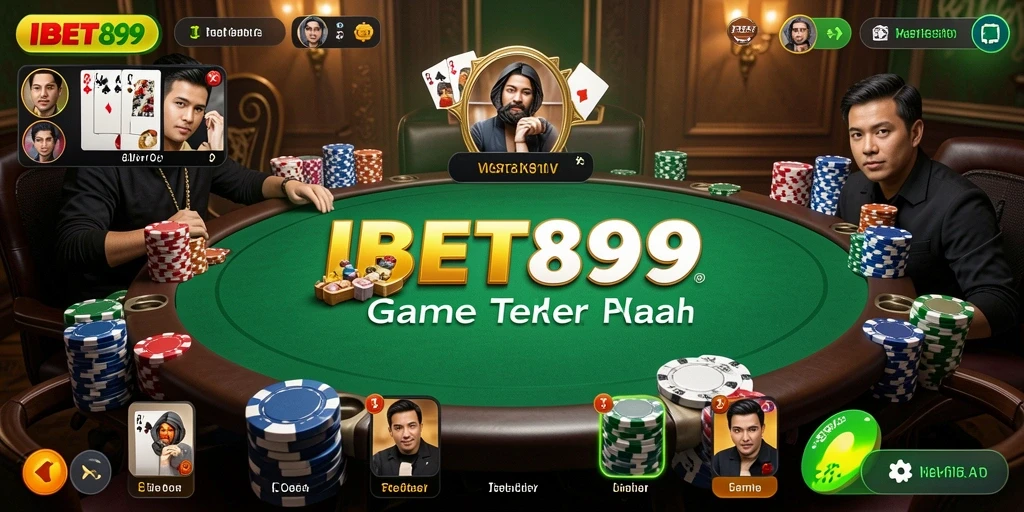 Screenshot utama IBET899 menunjukkan aksi seru permainan poker.