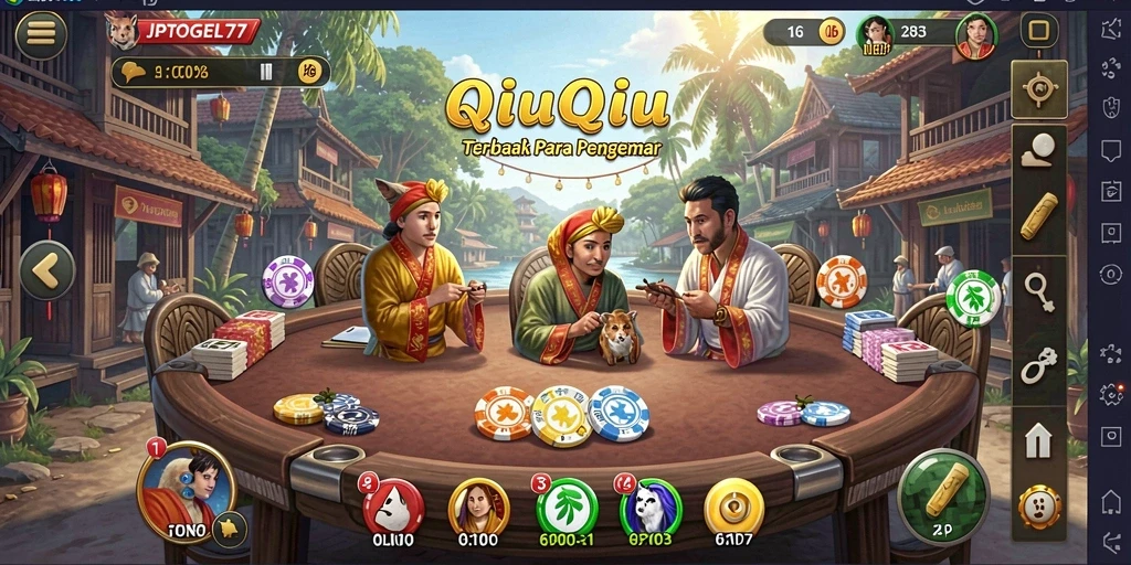 Screenshot gameplay JPTOGEL77 yang menunjukkan keseruan bermain QiuQiu.