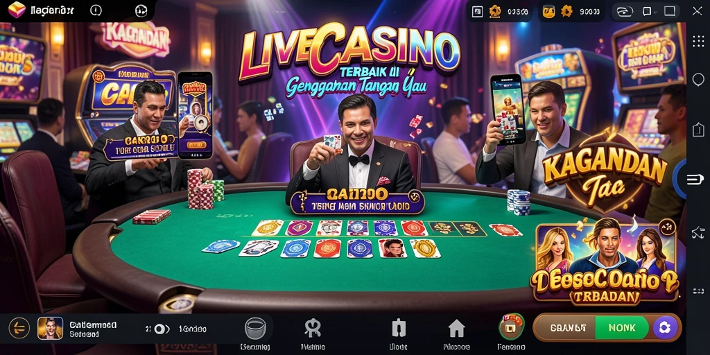 Tampilan utama KAGANDAN dengan dealer langsung di meja permainan casino.