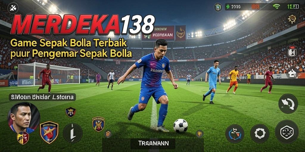 Tampilan gameplay MERDEKA138 dengan aksi sepak bola yang mendebarkan.
