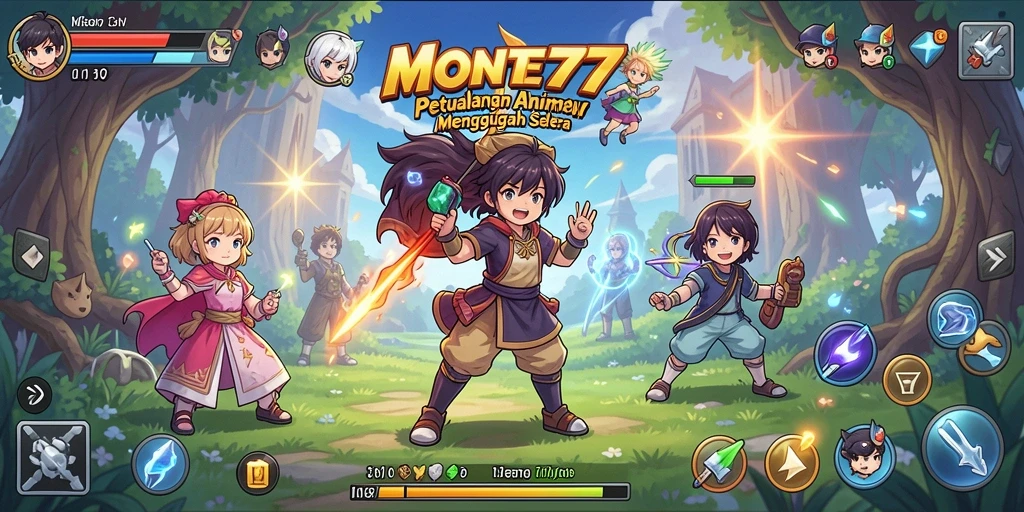 Screenshot gameplay MONTE77 menampilkan aksi karakter anime yang seru.