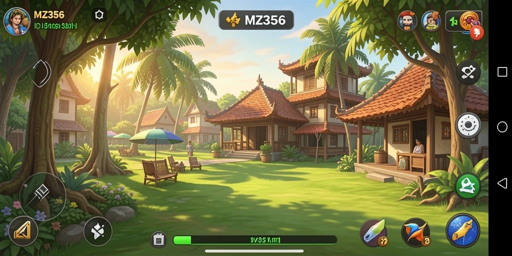 Screenshot utama MZ356 menampilkan gameplay yang seru dan penuh warna.
