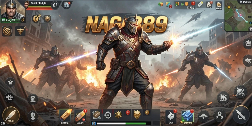 Tangkapan layar gameplay NAGA889 menampilkan aksi pertempuran seru dalam dunia SLG.
