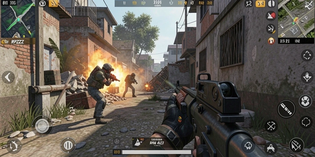 Tampilan seru dari gameplay intens RPZZZ dalam pertempuran FPS.