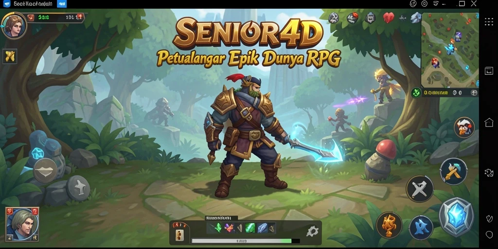 Tampilan gameplay SENIOR4D yang menawan dan penuh aksi RPG.
