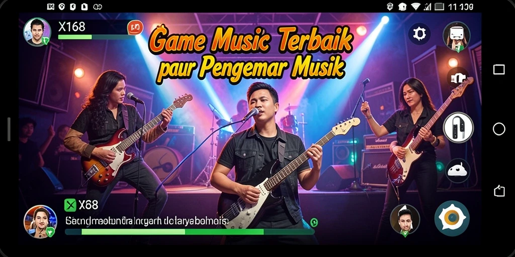 Tampilan gameplay X168 saat pengguna memainkan musik favorit.